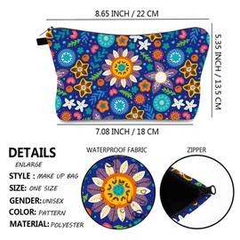 FAVORTALK Small Make Up Bag Travel Cosmetic Storage Bag with Handle Portable Zipper Toiletry Bag Makeup Bag with Beautiful Flowers Pattern for Women Girls Cosmetic Bags B1075