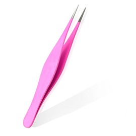 PRECISE CANADA 4.5" Eyebrow Tweezers Sharp Precision Tip Stainless Steel Beauty Tool Pink