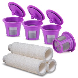 Haetyly 4 Pack Reusable K Cup Coffee Pods with 100 Count Disposable Coffee Paper Filters,Compatible with Keurig Single Serve Coffee Maker 2.0 & 1.0