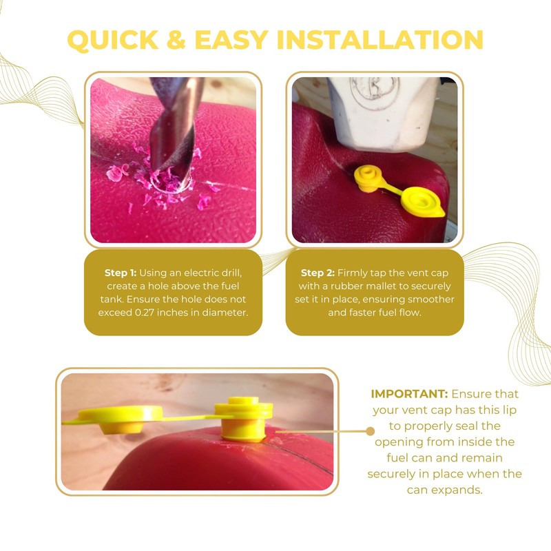 1pc Yellow Gas Can Vent Caps & 10pcs Gas Can