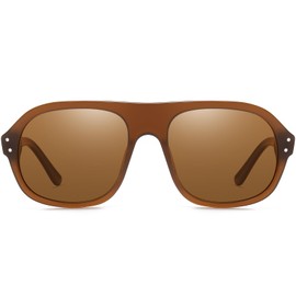 DUCO Retro Sunglasses for Men Women Polarized Sunglasses UV400 Protection Sun Glasses Acetate Frame DC2386 (Brown Frame Brown Lens)