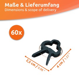 ECENCE 60x Plant clips plant clamps for tomatoes, 1.57inch Vines, roses, climbing aid for climbing plants, plant support, easy attachment, reusable