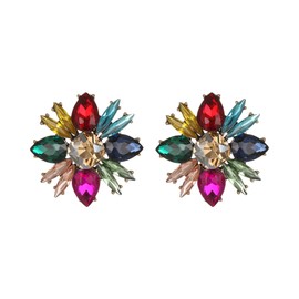Clearine Crystal Marquise Drop Victorian Style Stud Earrings for Women Clear Antique Gold Tone, Crystal Alloy Steel