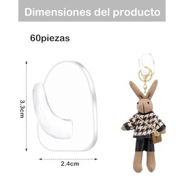Ganchos Adhesivos Para Pared, 60 Unidades Clavos Adhesivos Para Pared, Ganchos Pared Transparentes 3.5 * 2.4 cm, Ideal Para Organizar Toallas, Llaves, Utensilios De Cocina, Sin Dañar Superficies