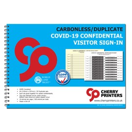 Cherry GDPR Compliant Confidential Visitor Sign in for COVID-19 Duplicate Book A4 50 Sets