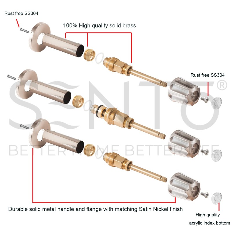 SENTO Bathtub and Shower 3 Handle Tub Trim Set For