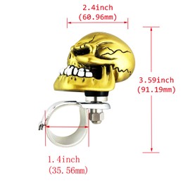 Abfer Car Assist Turning Suicide Knob Skull Shape Steering Wheel Spinner Handle Brody Knobs Fit Most Vehicles Trucks Boats, Gold