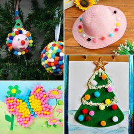 Pack of 1100 Mini Pompoms Colourful, 10 mm Colourful Pompoms for Crafts, Felt Balls Colourful Small, Pompoms for Crafts for Children, Colourful Pompoms for Easter DIY Creative Craft Decorations