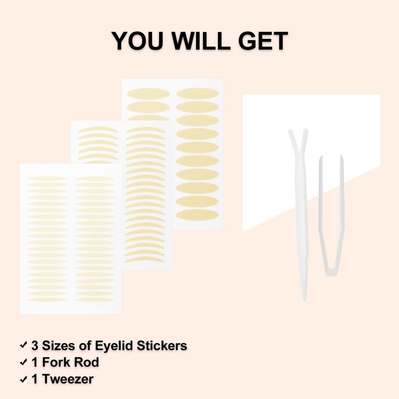 VOCOSTE 3 Size Double Eyelid Stickers 480 Pieces Invisible Eyelid