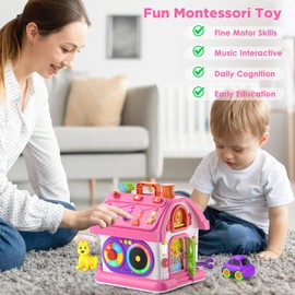 Vahome Musical Montessori Toys for 1 Year Old Girl Gifts, First Birthday Gifts for 1 Year Old Girl, Educational Baby Toy 12-18 Month Toddlers Ages 1-2 (Pink)