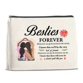 YeleY Bestie Gift for Women Her - Gift for Bestie - Friendship for Women Sisters Work Besties BFF Best Friends - Bestie Makeup Bag - Bestie Forever Cosmetic Bag Makeup Zipper Pouch