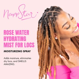 Nappstar Rose Water Hydrating Mist, Moisturizing Spray for Dreadlocks, Loc Care with Aloe Vera, 16 Fl Oz