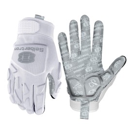 Seibertron H.P.I.L.G Touchscreen Lineman and Football Receiver Gloves, Flexible Breathable Impact Protection Back of Hand Glove Adult White XXS