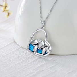 Collar con colgante de pingüino de plata de ley 925, diseño de pingüino antártico, regalo para mujeres