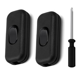 2pcs 6A Inline Cord Switch Torpedo Switch 2 or 3 Core Double Pole Switching Accept Round or Flat Wire with Screwdriver for Desk Lamp Small Appliance Switchs Black
