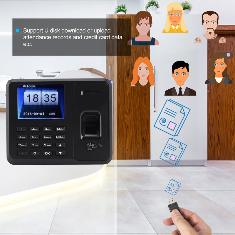 USB Standalone Time Attendance 2.4in TFT LCD Screen Password Fingerprint