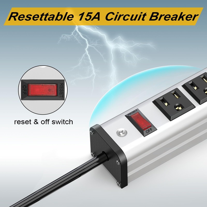 Long Power Strip 24-outlet ETL Certified Heavy Duty Metal Power