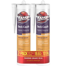 Kraken Bond Black Marine Sealant 5200 - (2x9.8 Fl. Oz) Fast Dry UV Resistant Marine Grade Caulk, Low Odor, Paintable, Waterproof for Boat Maintenance and All Weather Conditions, 2 Pack