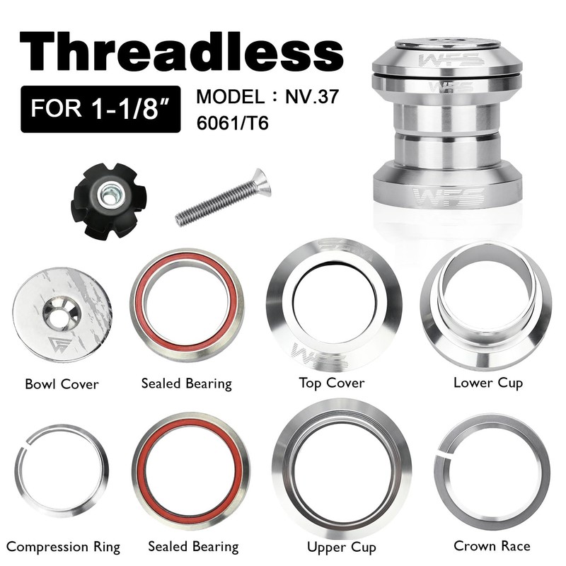 WFS NV.37 1-1/8 inch CNC Threadless MTB Road Headset with