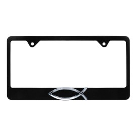Christian Fish Black Metal License Plate Frame