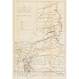 Historic Map : Campaign Against The Hostile Sioux Indians of Dakota, 1892, Engineers Office, Department of Missouri, Vintage Wall Art : 30in x 44in