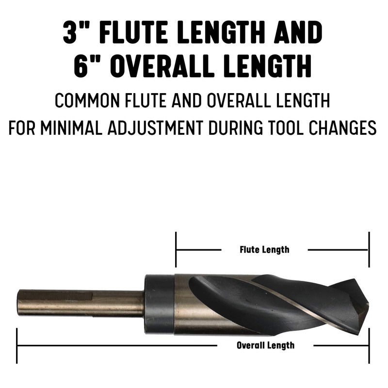 Drill America 1-1/4" Reduced Shank High Speed Steel Black &