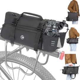 HuiJuKeJi Rear Bike Cargo Rack Bags Trunk Bag Roll Mouth Bicycle 15L Double Cup Design Pannier Saddle Bag 3-in-1 Multifuction with Reflective Strips Waterproof Travel Accessories Luggage For Cycling