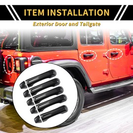 REPAIROCK 1 Set Exterior Door Handle Covers Tailgate Door Handle Cover for Jeep Gladiator JT 2020-2021 Car Door Handle Protector ABS Carbon Fiber Pattern Black