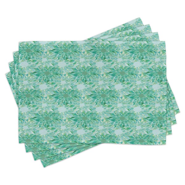 Ambesonne Turquoise Place Mats Set of 4, Floral Pattern with