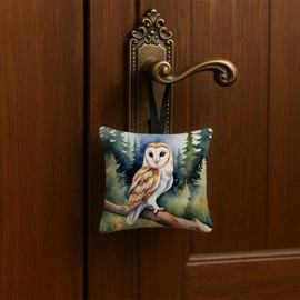 Caroline's Treasures Barn Owl Hanging Square Fabric Ornament 3.5 × 3.5 Decorative Door-Knob & Tree Hanger, Soft Fabric