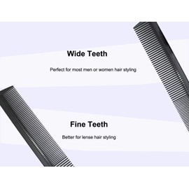 3 Pack Carbon Fiber Cutting Comb - Professional 8.15' Styling Comb for All Hair Types, Fine and Wide Tooth