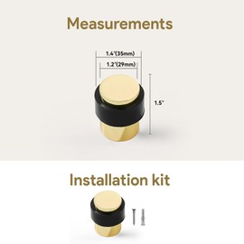 KHTUMEWARE 4 Pack 1-1/2 in Floor Door Stopper,Polished Brass Door Stop,Wall Protector Commercial Door Bumper Wedge Decorative Cylindrical Install Door stoppers on the Floor