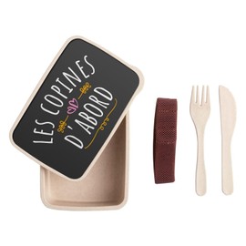 Fabulous Lunch Box Lunchbox mit Besteck, Motiv Les Copines d'Abord Amies Potes, 700 ml, Schwarz