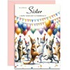 Sister Birthday Card - Dancing Cats Design - Happy Birthday