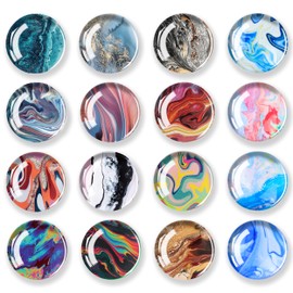 JJ PRIME - 16 Pcs Fridge Magnets | Round Fridge Magnet | Mini Fridge Accessories | Craft Magnets | Small Magnets for Whiteboard, Office. Kitchen and School (Marbles Design A)