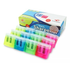 Vaga 12 Sacapuntas Doble Con Deposito Neon Papeleria Escolar
