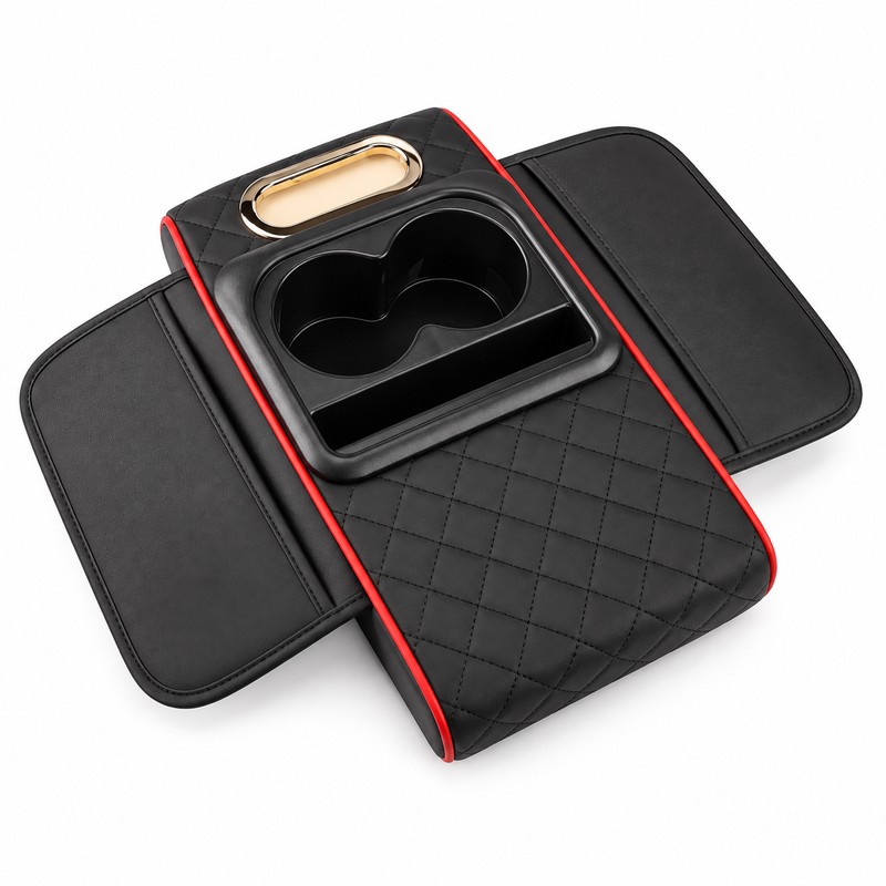 Car Center Console Armrest Storage Box with Heightening Cushion and