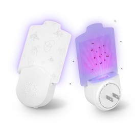 [2-Pack] BANPESTT Indoor Flying Insect Trap, Gnat Trap, Mosquito Trap, Moth Trap, Fruit Fly Traps for Indoors Plug in with 6 Refill Glue Boards (White)