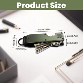 Leseogye Military Green Key Organizer, Noise Stabilization, Portable Metal Key Organiser Keyring Multi-Scenario Adaptation, Ideal for 2-6 Keys
