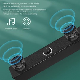 Zunate Computer Speaker, Portable HiFi Stereo Speaker with Volume Control, 3.5mm AUX USB Desktop Soundbar for PC, Computer, Laptop, Phone, Tablet