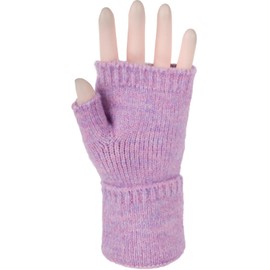 styleBREAKER 09010052 Women's Fingerless Knitted Gloves Plain with Waistband Warm Winter Gloves, Heather Lilac