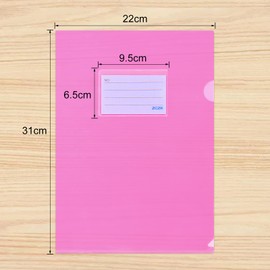 ZCZN Clear Holder A4 Clear File Storage with Tag Pocket, Transparent Color, Set of 5 Colors, 20 Pieces, Document Storage, Document Management