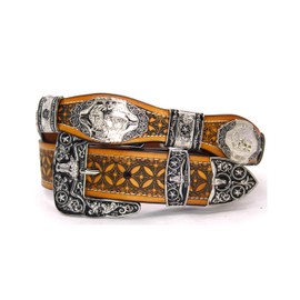 West Star Concho Rodeo Cowboy Belt Genuine Leather 8033 Prayer BR M