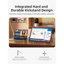 EPORMOT Portable Monitor 18.5 inch 120hz for Laptop, FHD 1080P Portable Gaming Monitor w/VESA Kickstand HDR Speakers USB C Mini HDMI for Phones PC Gaming Devices, Travel Second Screen for Business