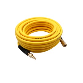 SYXQT Hybrid Air Hose 1/4-Inch x 50FT，Air Compressor Hose 300 PSI Heavy Duty, Lightweight, Kink Resistant, All-Weather Flexibility with 1/4-Inch Industrial Air Fittings and Bend Restrictors,Yellow