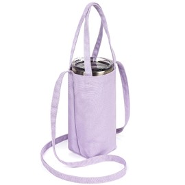 Linkidea Tumbler Carrier with Strap Compatible with YETI Rambler Tumbler 30oz, Iron °Flask Classic Tumbler 2.0 20oz/24oz/32oz, Waterbottle Sling Bag Holder Shoulder Strap, Light Purple