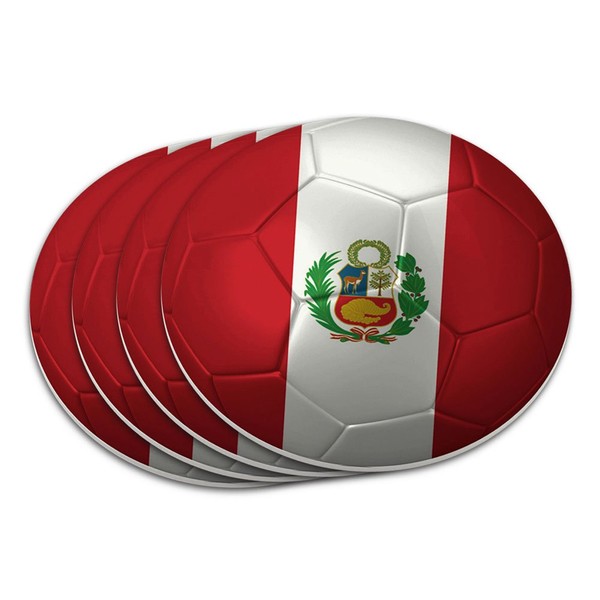 Peru with Seal Flag Soccer Ball Futbol Football Coaster Set