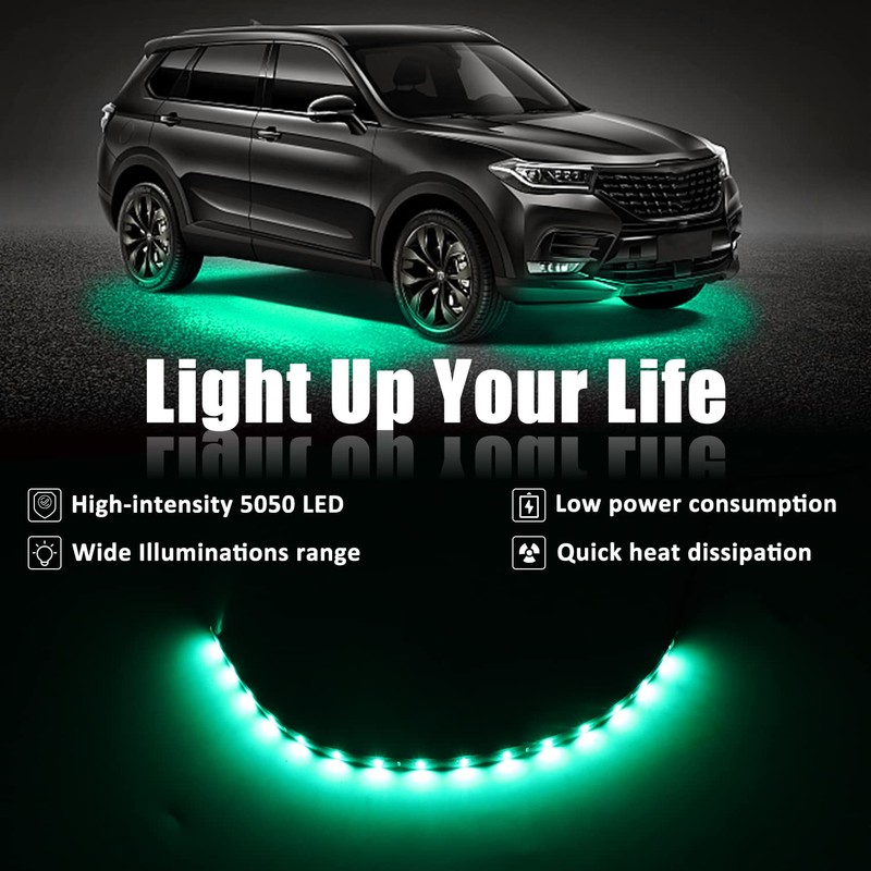 XT AUTO Green 12v 15 Led 30cm Car Flexible Waterproof