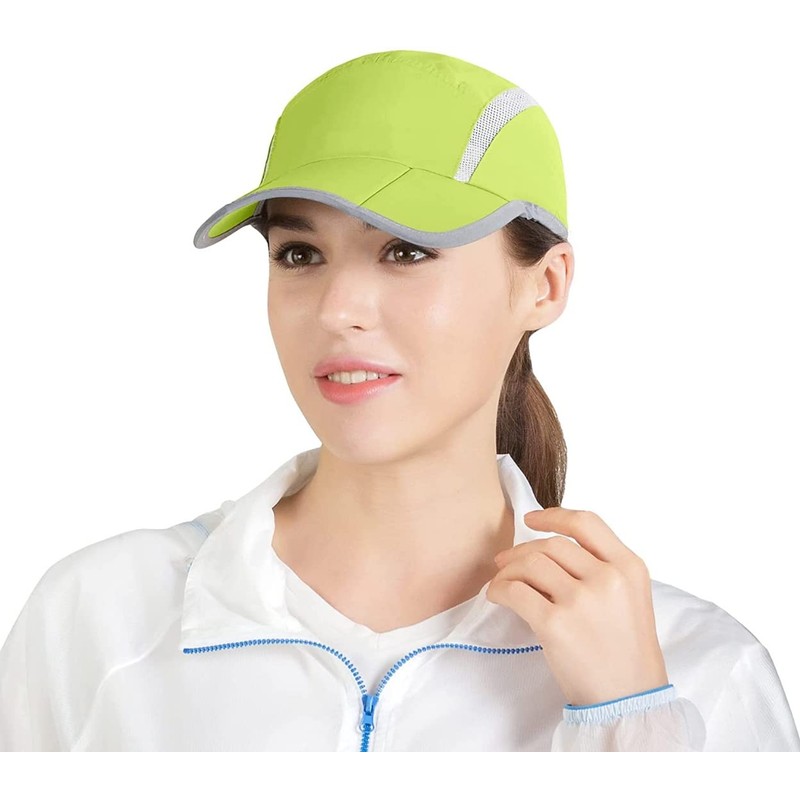 Connectile Folding Mesh Sports Cap, Reflective, Striped, Breathable, Runner Cap,