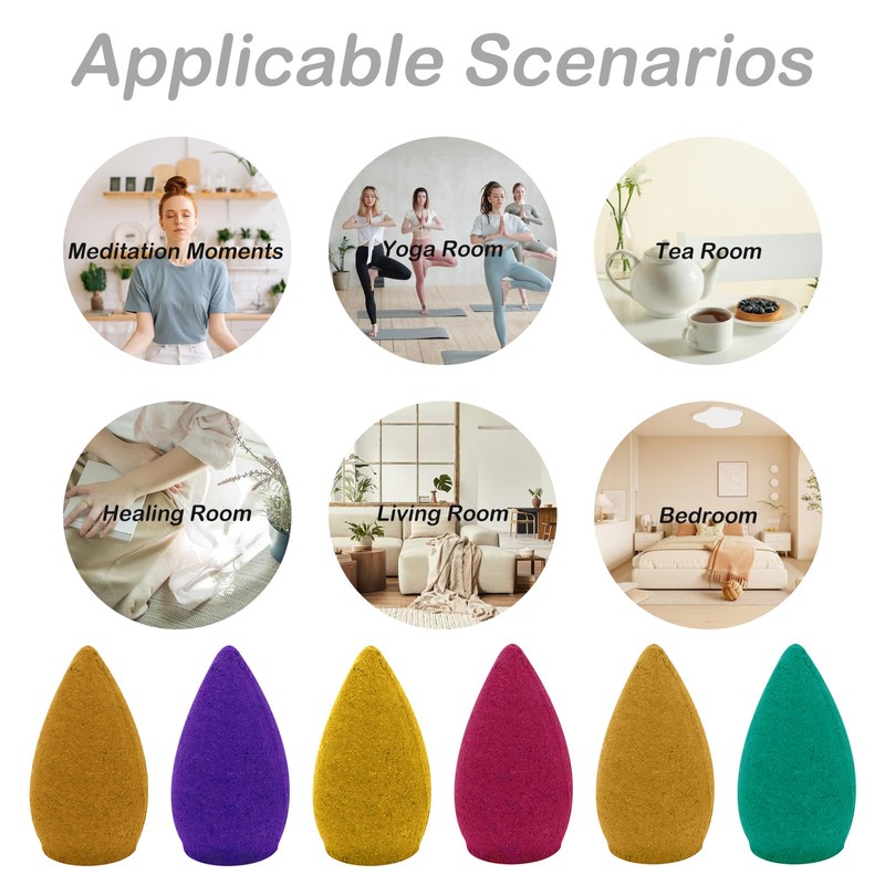 110Pcs Backflow Incense Cones for Waterfall 6 Different Mixed Natural